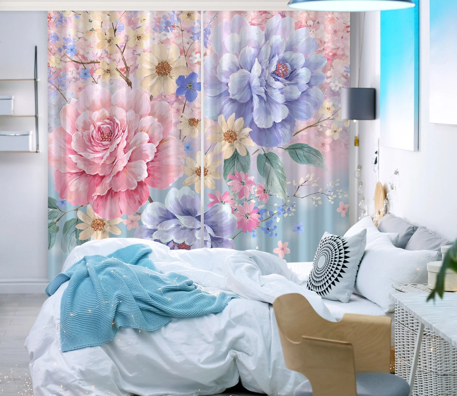 3D Peony Painting ZHUB186 Photo Curtain Window Blockout Fabric Vera 2023