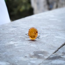 Valentine's Day Baltic Amber Gemstone 925 Sterling Silver Handmade Ring All Size