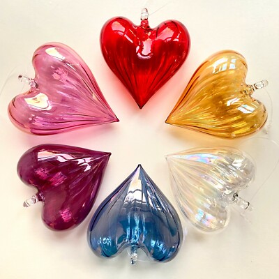 Handgefertigtes Glas Herz Ornament/Weihnachtsdeko - verschiedene Farben - wunderschön!
