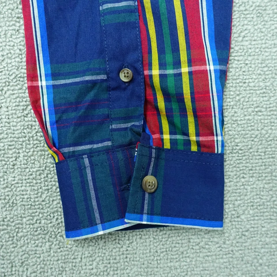 Nautica Button-Up Shirt Boys Size Xl 18/20 Red Blue Plaid Long Sleeve Cotton - Image 3 of 4