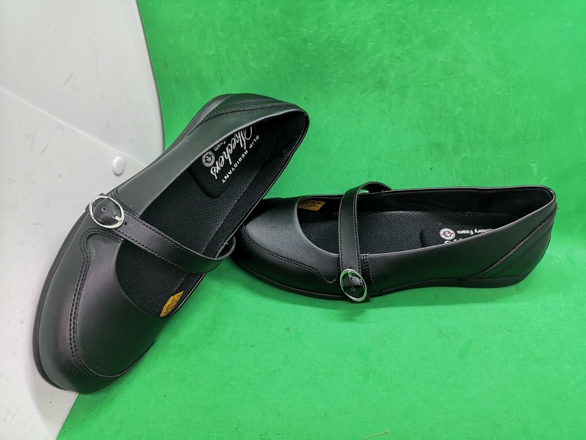 SKECHERS 76525 WOMENS WORK FLATTERY BLACK SLIP RESISTANT MARY JANE SHOES  SIZ