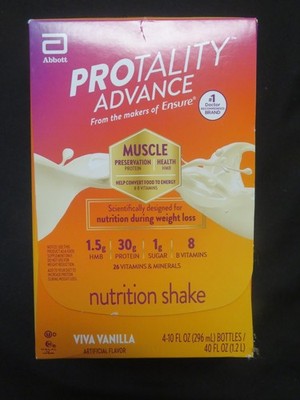 (4) Abbott Protality Advance Muscle Nutritional Shake 10 Oz Each Viva Vanilla