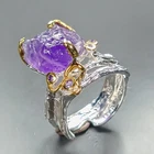Handmade 6 ct+ Natural Amethyst Ring 925 Sterling Silver Size 7 /R468378