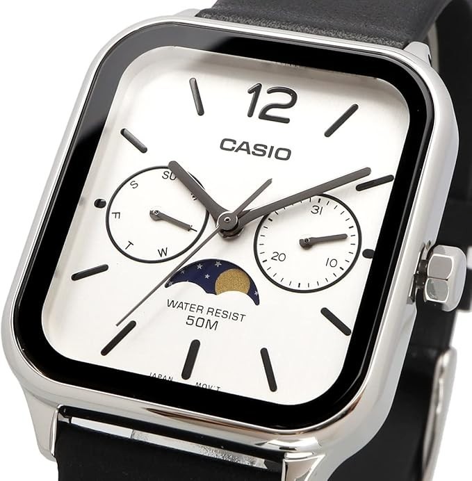 CASIO 腕時計 カシオ Moon phase MTP-M305L-7AV CASIO MTP-M305L-7AV Moon Phase Watch Silver Dial Black