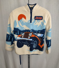 Jeep Sherpa Fleece Quarter Zip Pullover Jacket Coat Boys Size 14/16 Full Graphic