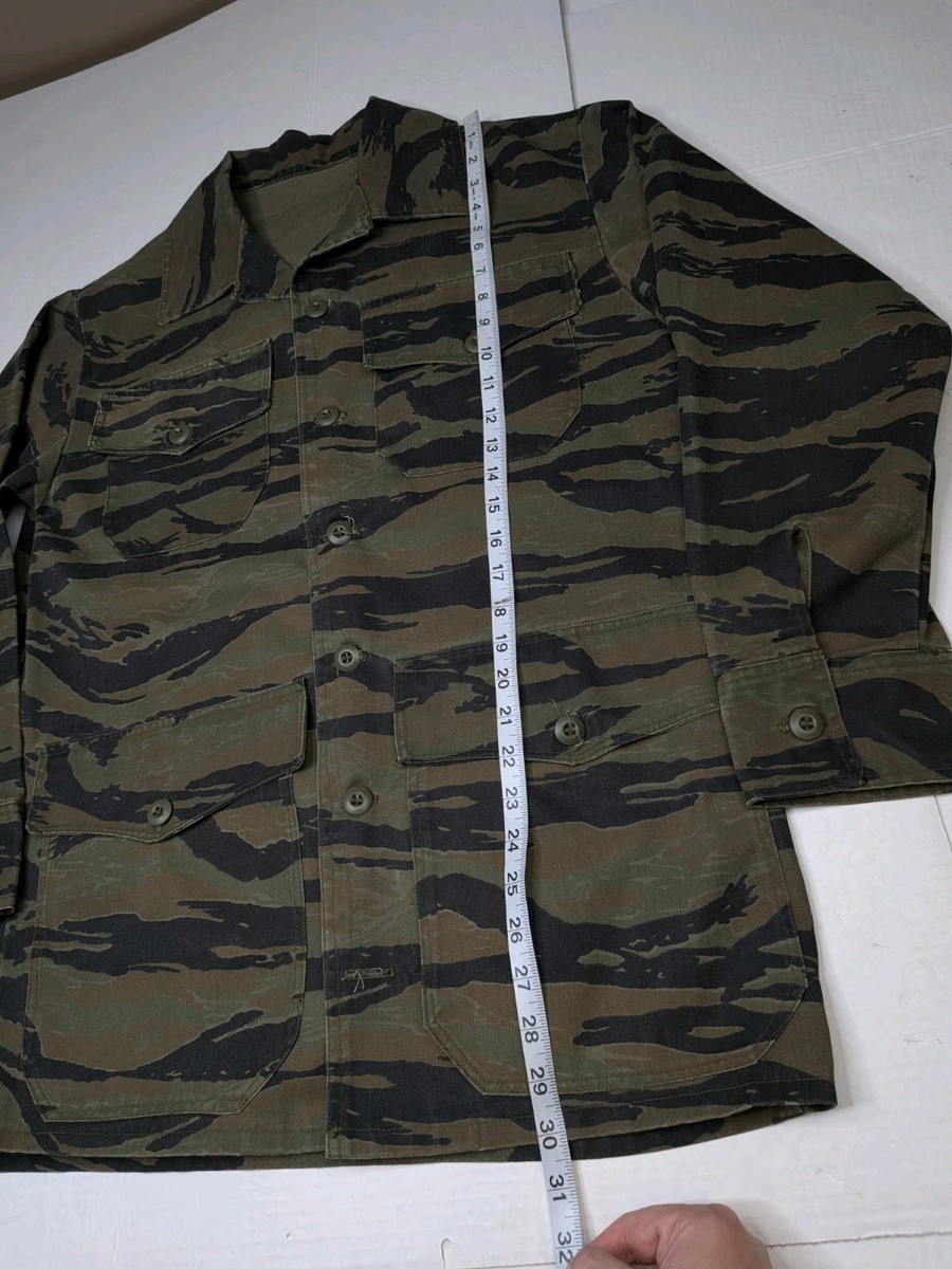 Vintage Tiger Stripe Camo Military Long Sleeve Canvas Shirt