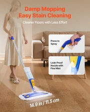VEVOR Spray Mop, Refillable 27oz Tank, Washable Pads, 360° Head for Floors