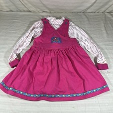 VTG Gymboree Rainbow Tag Girls L 4-6 Dress Jumper Pink Hearts Matching Shirt Set