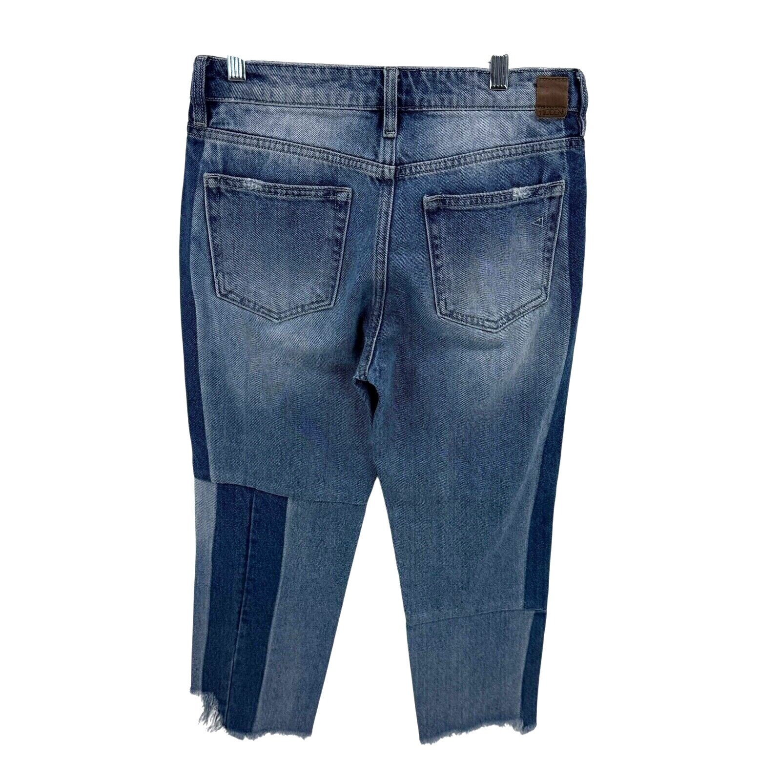 Hidden Jeans Distressed Patchwork Crop Denim Raw … - image 2