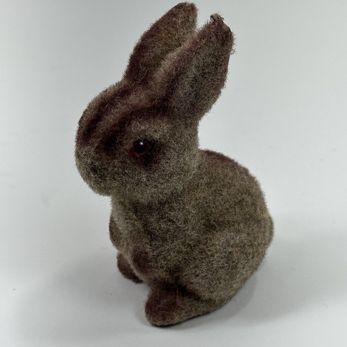 Vintage Small Flocked Fuzzy Brown Easter Bunny Figures 3-4in Set of 3 Rabbits - Picture 16 of 22
