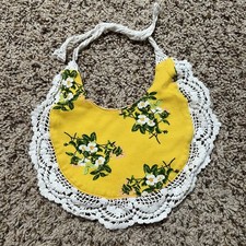Matilda Jane Pink Yellow Gingham Floral Lace Reversible Bib