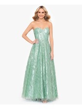 BLONDIE NITES Womens Dress Green Formal Skirt Lined Boning Padde Juniors 7