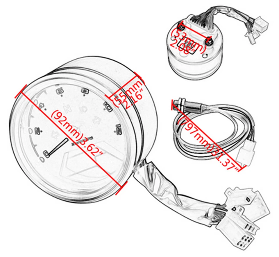 USA LCD Digital Indicator Tachometer Fuel Meter Motorcycle Speedometer Odometer - Image 3 of 4