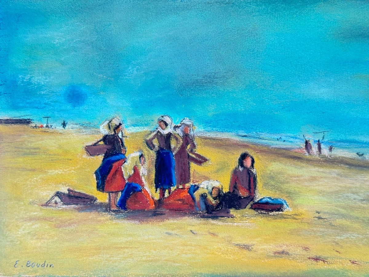 Eugene Boudin (Handmade) Drawing on antique paper Signed and