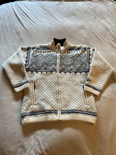 Norskwear Wool Norway Fair Isle White Snowflake Design Cardigan Sweater XSmall
