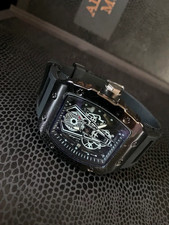 Black Tonneau Skeleton Watch – Bold Mechanical Edge