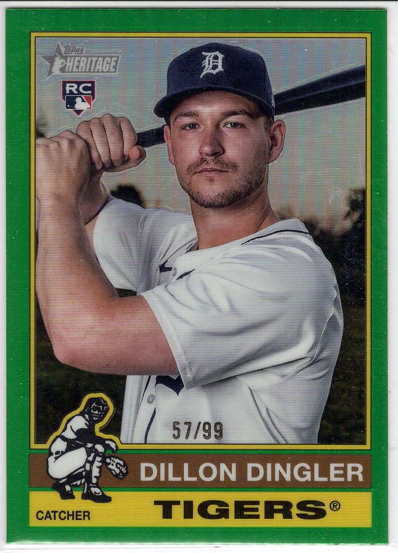 2025 Topps Heritage #130 Dillon Dingler Chrome Green Refractor #/99