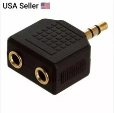 1 Male to 2 Female Gold Plated 3.5mm Y Audio Splitter Headphone Adapter Black Y