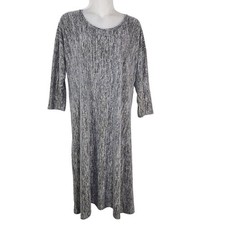 Soft Surroundings Womens Shift Dress Size Medium Gray 3/4 Sleeve Marled Knit