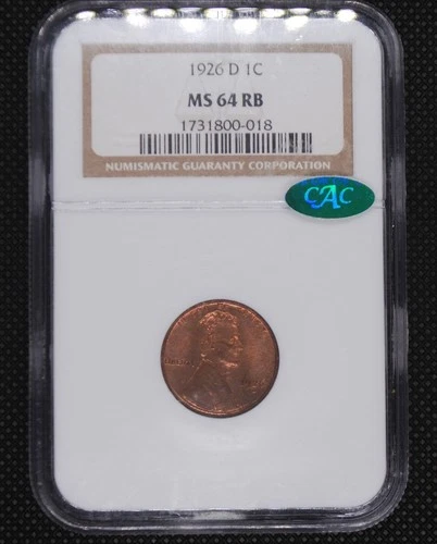 1926 D 1 CENT - MS 64 RB - CAC - NGC