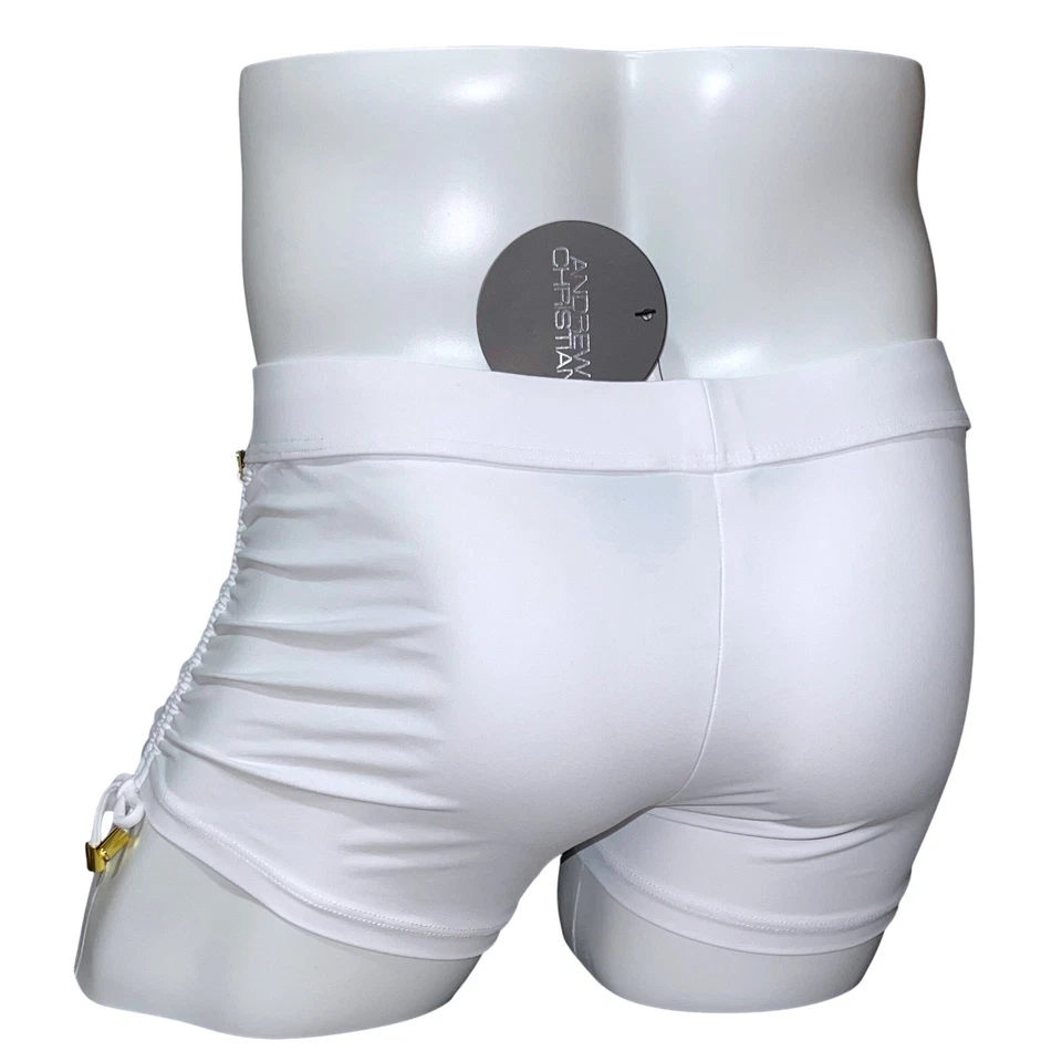 Andrew Christian регулируемый плавать короткие белый размер L (33-35) #70114 новый с Ярлыками - Изображение 4 из 4