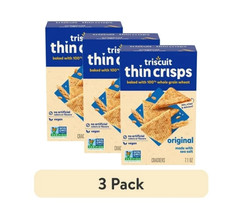  3 pack Triscuit Thin Crisps Original Whole Grain Wheat Crackers, Vegan Cracker