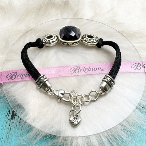 Brighton "Venus Rising" Smoky Gray Crystal Black Satin Cord Bracelet - Picture 7 of 8