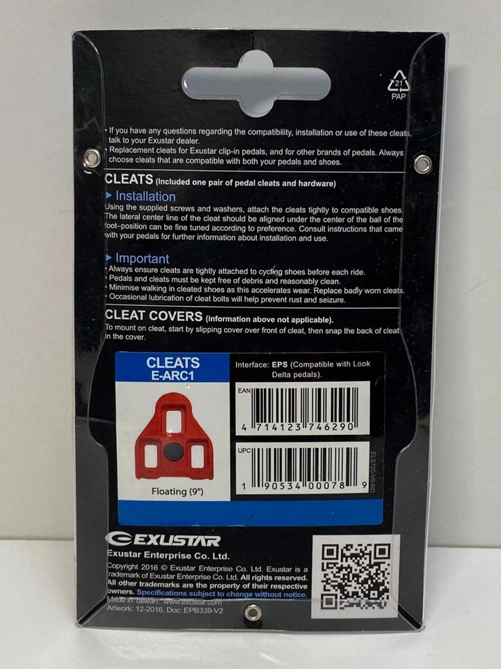 new bicycle Exustar clipless pedal RED CLEATS Look 9° FLOATING E-ARC1 - Image 4 of 4