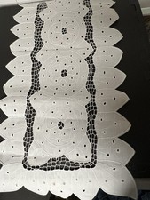 White Brazilian Lace Long Table Runner. Handmade. 75  Long. 15  Wide. Preowned.
