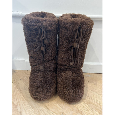 Tecnica Moon Boot MB Icon Curly Extra Brown Faux Fur Lined Mid-Calf EU 42/44