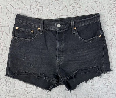 Levi Premium Big E Original Fit High Rise Wise Up Denim Shorts / Women s 32