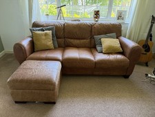 3-Seater Tan Leather Sofa and Armchair Set DFS Hobart Sofa Set