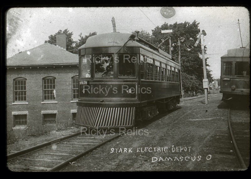 Duplicate Slide Stark Electric Rwy #4/2 Trolley's Damascus OH Depot 1910