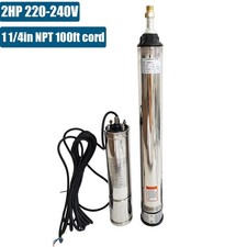 2HP 4" Deep Well Submersible Pump 220V 37 GPM 427FT Max 100FT Cord 12 Stage 60Hz