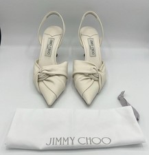 JIMMY CHOO HEDERA SLINGBACK LEATHER KNOT HALTER PUMPS SIZE 40/ US 10 W/ DUST BAG