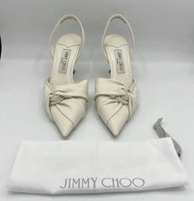 JIMMY CHOO HEDERA SLINGBACK LEATHER KNOT HALTER PUMPS SIZE 40/ US 10 W/ DUST BAG