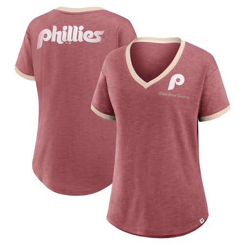 Women's Fanatics Burgundy Philadelphia Phillies Binge Worthy Stadium Slub V-Neck