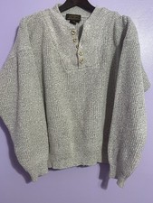 Eddie Bauer Heavy Cotton Knit Fisherman's Pullover Sweater Men's Large Tall Tan