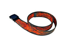 New, Men's Red Flame, Nylon Fabric Web Belt, 1.25" x 48", Made in the USA
