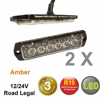 2 X SUPERSCHLANKE FL6LED LED BLINKENDE RÜCKGEWINNUNGSLEUCHTEN 12/24 V BERNSTEINFARBENE LEUCHTFEUER