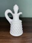 Vintage Fenton Hobnail Cruet Milk Glass with Stopper Mini Pitcher W Stopper