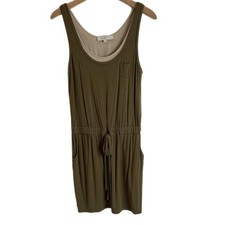 Ann Taylor Loft Womens Tank Dress XS Green Sleeveless Blouson Drawstring Layered