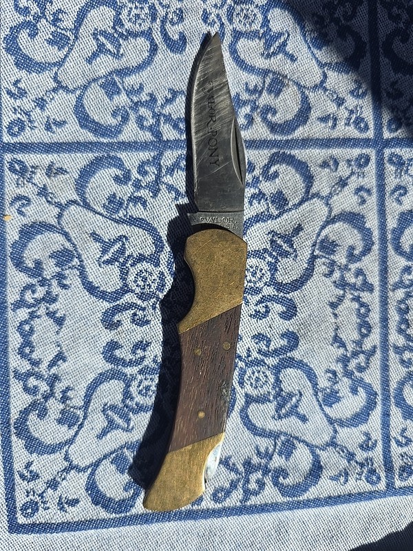 Vintage Valor Pony Seki Japan Lockback Pocket Folding Knife Brass & Wood Handle
