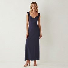 Evening Glam Maxi Dress Black Jersey Mermaid Sweetheart Sleeveless Zip L