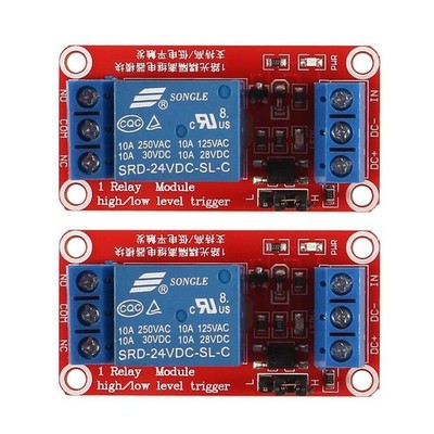 2pcs 24V One Channel Relay Module Relay Switch with OPTO Isolation High Low L...