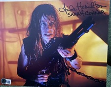 LINDA HAMILTON SIGNED + SARAH CONNOR TERMINATOR 2 PHOTO BECKETT BAS T2   PSA JSA