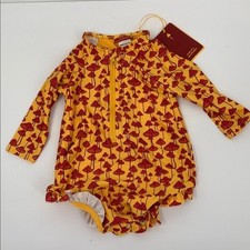 Agua Bendita Tropic of C Mae swimsuit orange red mushroom baby ruffle new 6-9M
