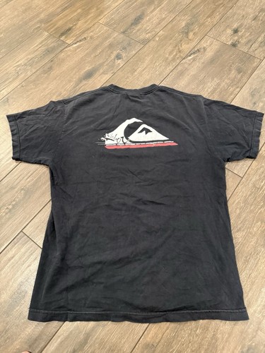 Vintage Quicksilver Shirt Late 90s / Y2K Large Black Surf T-Shirt - Picture 1 of 5