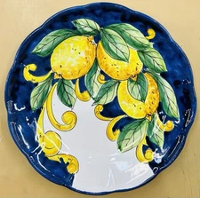 Vietri Pottery Sorrento Lemon Pattern 10 Inch Plate Made/Painted by hand-Italy