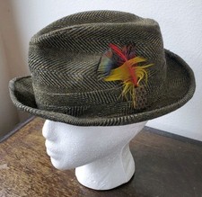 Vintage United Hatters Millinery Fedora Feather Hat Cap Size 7 1/8 Costume